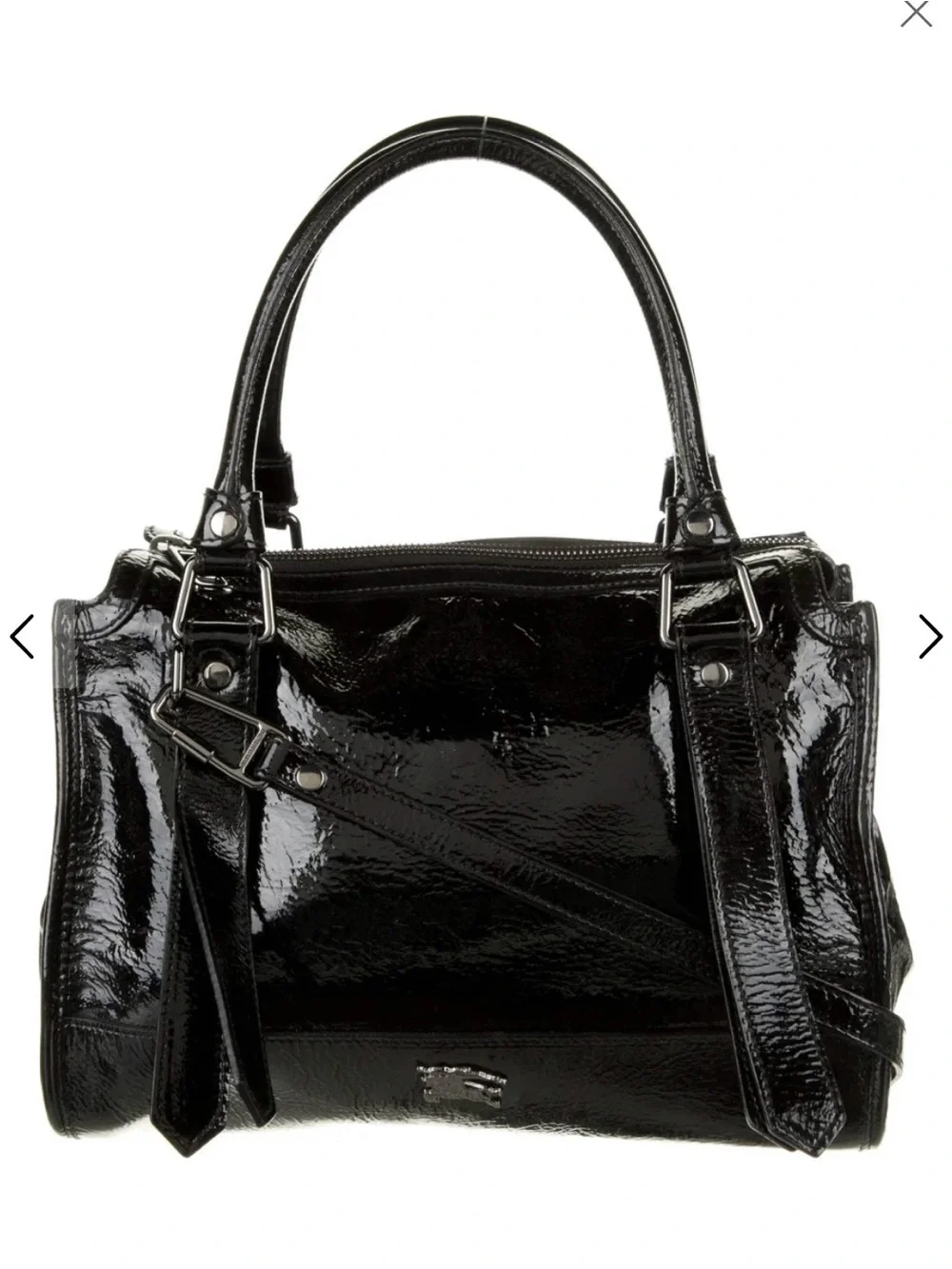Burberry Blown Patent Leather Satchel Shoulder Bag